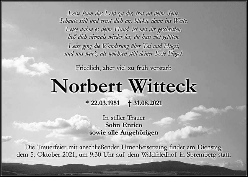 Traueranzeige Norbert Witteck