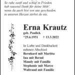 Traueranzeige Erna Krautz, geb. Paulick