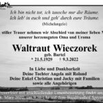 Traueranzeige Waltraut Wieczorek, geb. Bartel