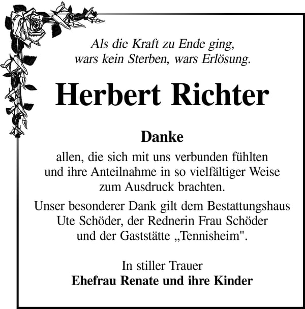 Danksagung Herbert Richter