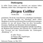 Danksagung Jürgen Geißler