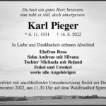 Traueranzeige Karl Pieger