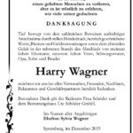 Danksagung Harry Wagner