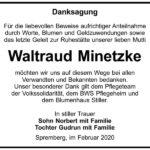 Danksagung Waltraud Minetzke