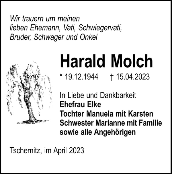 Traueranzeige Harald Molch