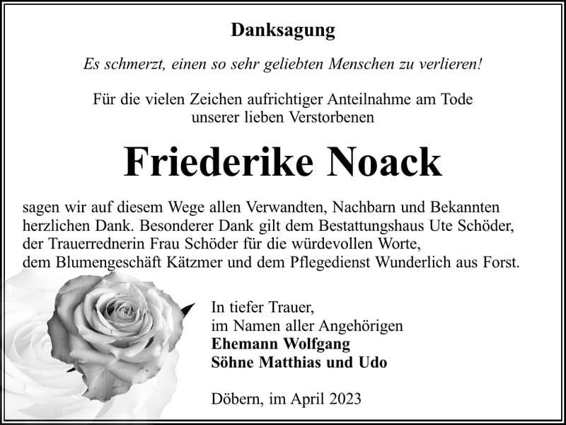 Danksagung Friederike Noack