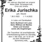 Traueranzeige Erika Jurischka, geb. Staude