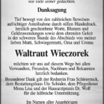 Danksagung Waltraut Wieczorek