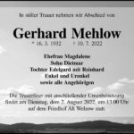Traueranzeige Gerhard Mehlow