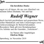 Danksagung Rudolf Wegner