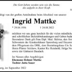 Danksagung Ingrid Mattke