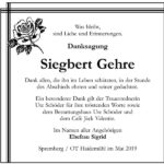 Danksagung Siegbert Gehre