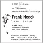 Traueranzeige Frank Noack