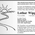 Traueranzeige Lothar Wippich