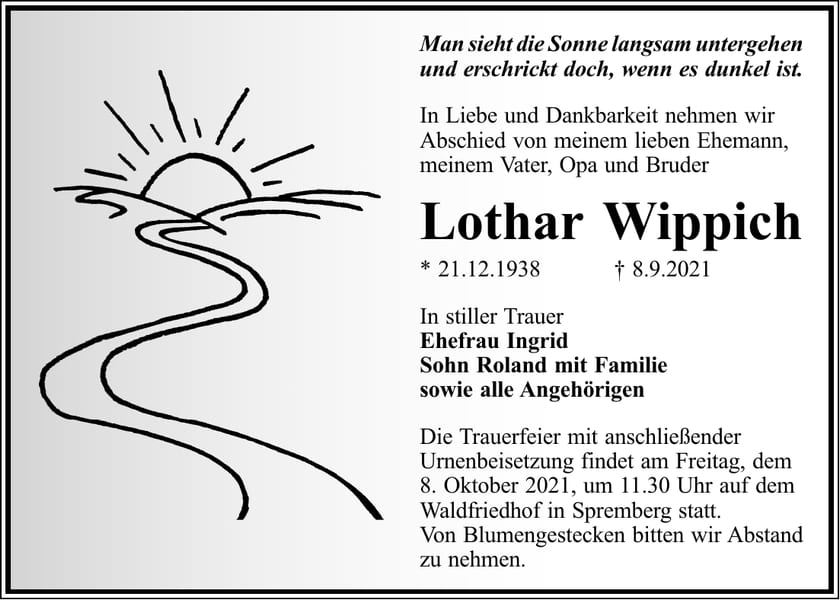 Traueranzeige Lothar Wippich