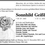 Traueranzeige Sonnhild Geißler