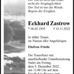 Traueranzeige Eckhard Zastrow