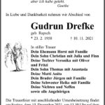 Traueranzeige Gudrun Drefke, geb. Rapsch