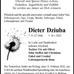 Traueranzeige Dieter Dziuba