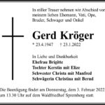 Traueranzeige Gerd Kröger