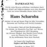 Danksagung Hans Scharoba