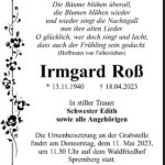 Traueranzeige Irmgard Roß