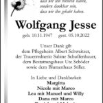 Traueranzeige Wolfgang Jesse