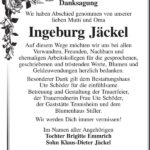 Danksagung Ingeburg Jäckel