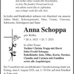 Traueranzeige Anna Schoppa, geb. Röllka