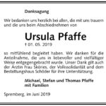 Traueranzeige Ursula Pfaffe