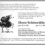Traueranzeige Horst Schönwälder