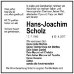 Traueranzeige Hans-Joachim Scholz