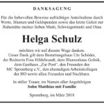 Danksagung Helga Schulz