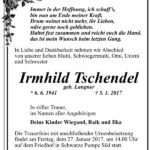Traueranzeige Irmhild Tschendel, geb. Langner