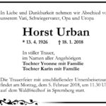 Traueranzeige Horst Urban