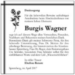 Danksagung Burgis Wagner