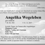 Traueranzeige Angelika Wegeleben, geb. Einbrodt