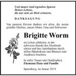 Traueranzeige Brigitte Worm