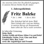 Jahresgedenken Fritz Balzke