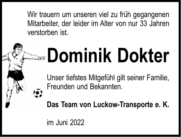 Nachruf Dominik Dokter