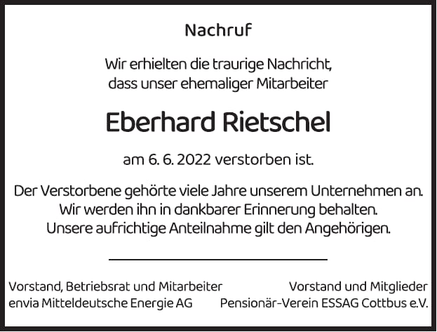 Nachruf Eberhard Rietschel