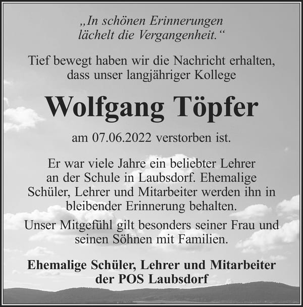 Nachruf Wolfgang Töpfer