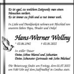 Traueranzeige Hans-Werner Wollny
