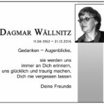 Traueranzeige DAGMAR WÄLLNITZ )