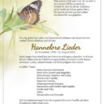 Traueranzeige Hannelore Lieder