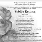 Traueranzeige Sybille Kettlitz, geb. Fritsch