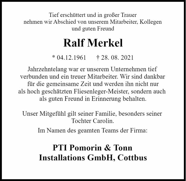 Nachruf Ralf Merkel