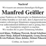 Nachruf Manfred Geißler