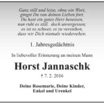 Jahresgedenken Horst Jannaschk