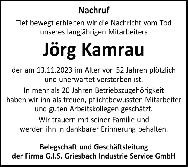 Nachruf Jörg Kamrau